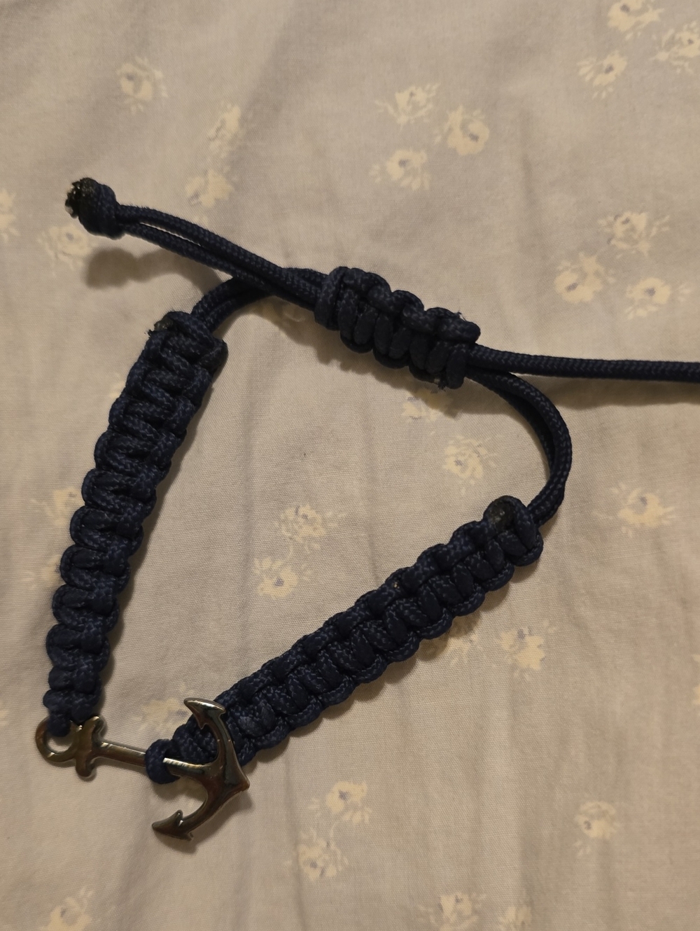 Navy Blue Paracord Bracelet with Anchor Accent